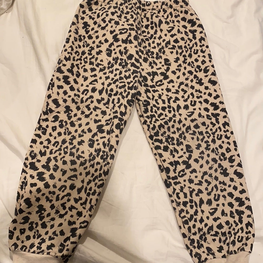 Leopard sweat pants.
